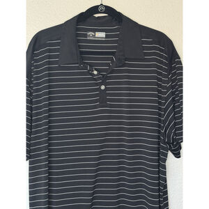 Callaway Opti-Dri Polo Shirt Men’s 2XL Black White Stripe Golf Performanc